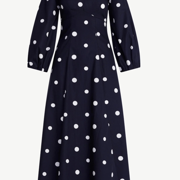 Free Assembly Dresses & Skirts - Free Assembly Cotton Polka Dot Maxi Dress Puff Sleeve Navy NWT